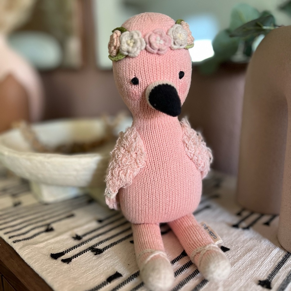 Cuddle + Kind plush 13” Penelope Flamingo Hand-Knit